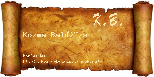Kozma Balázs névjegykártya